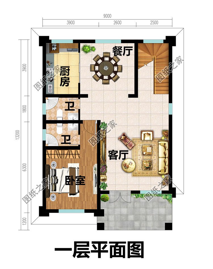 面宽9米小户型三层中式自建房