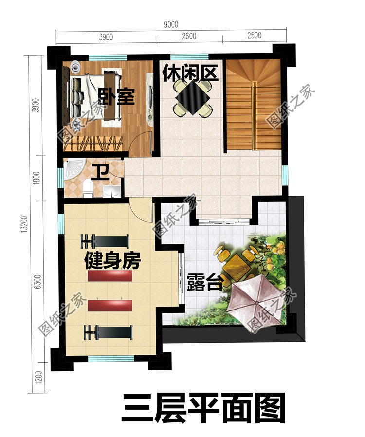 面宽9米小户型三层中式自建房