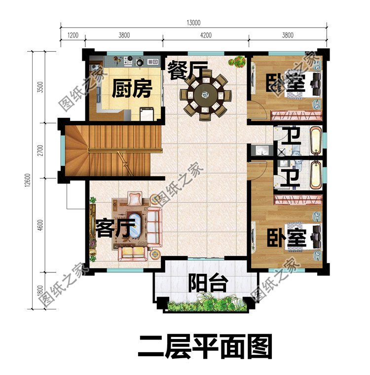 四层农村别墅设计图二层布局图