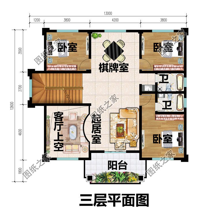 四层农村别墅设计图三层布局图