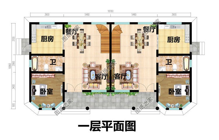 双拼别墅户型建筑设计图纸