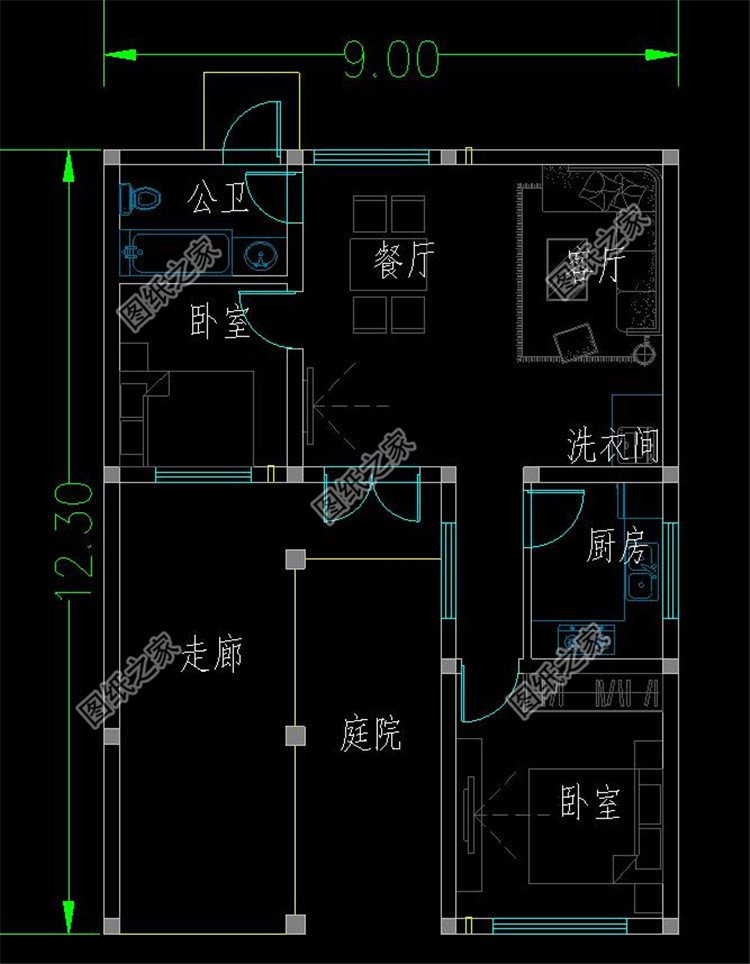 田园风农村一层小别墅一层