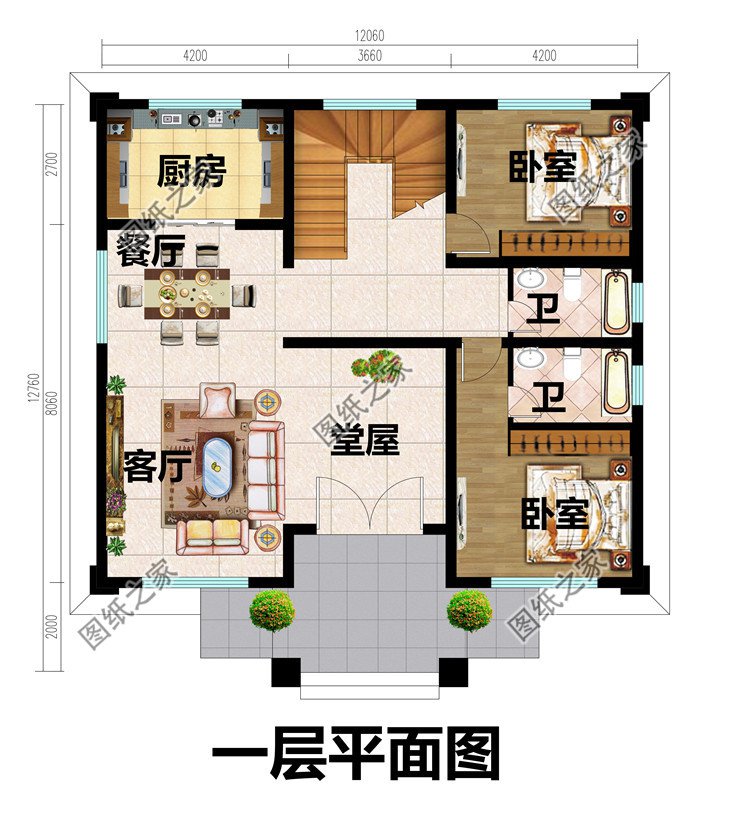 12X12米农村自建二层楼