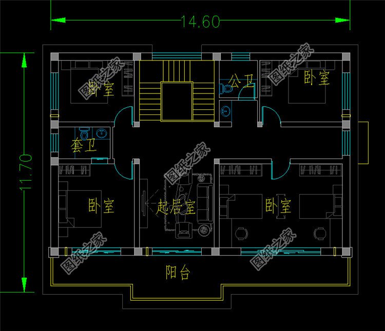 农村二层现代风格别墅设计图二层