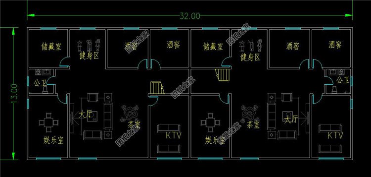 一层带地下室双拼别墅地下室