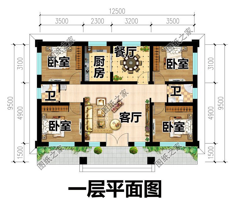 110平米一层小别墅设计方案一层