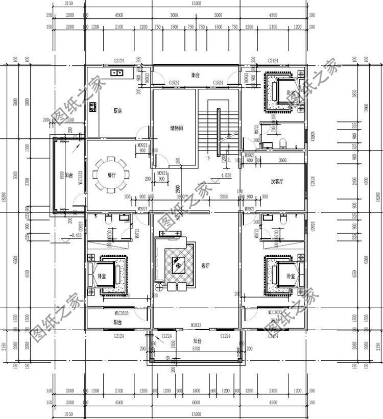 五层自建房别墅设计方案二层