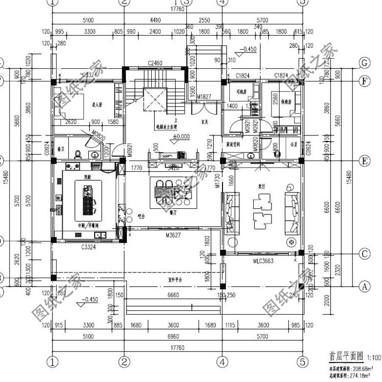 农村五层独栋别墅设计图一层