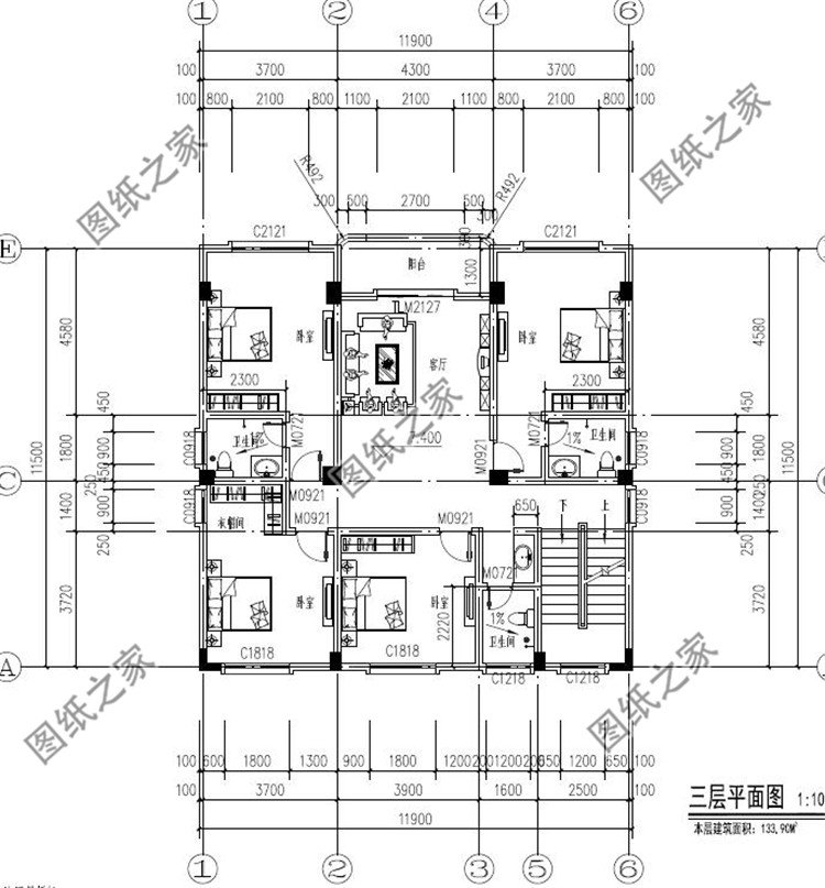 五层农村自建房别墅三层