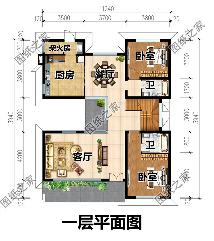 124平米徽派带露台别墅