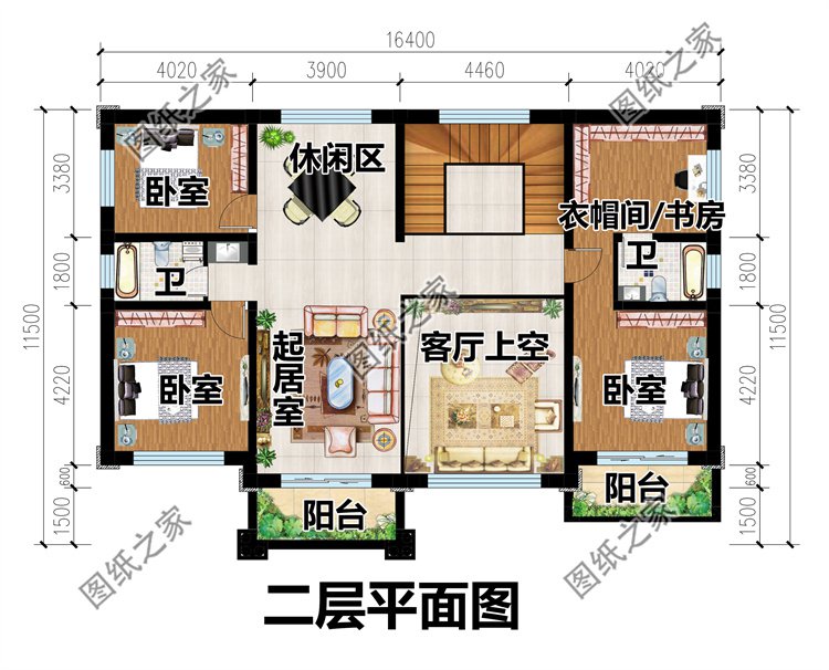 四间两层实用简约的住房设计