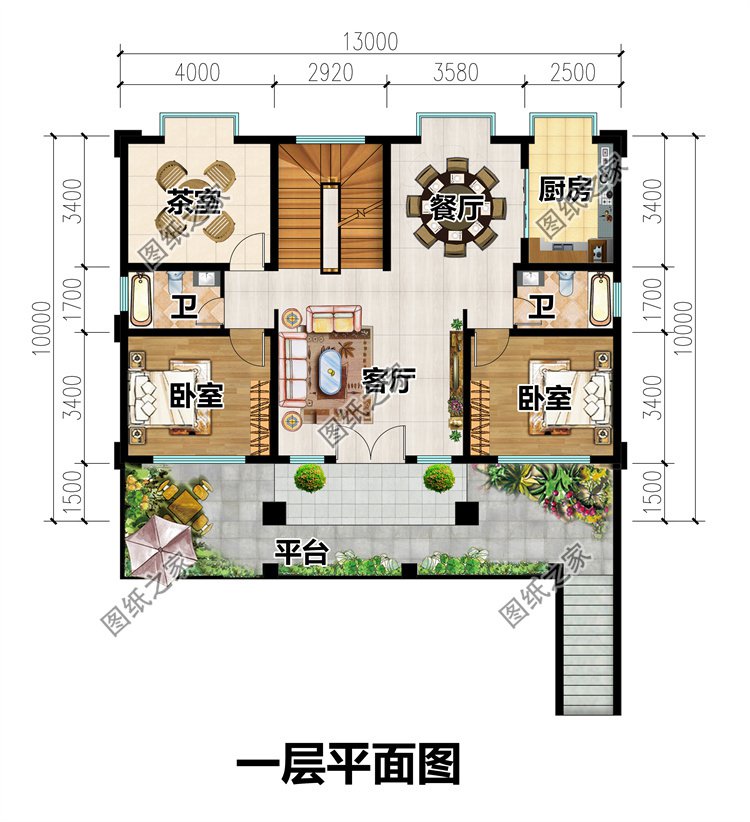 二层房别墅设计图一层